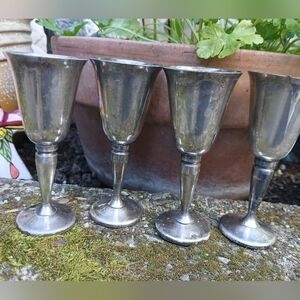 Vintage J. Perez Ruiz Spain Silver Plated Mini Goblets (4)